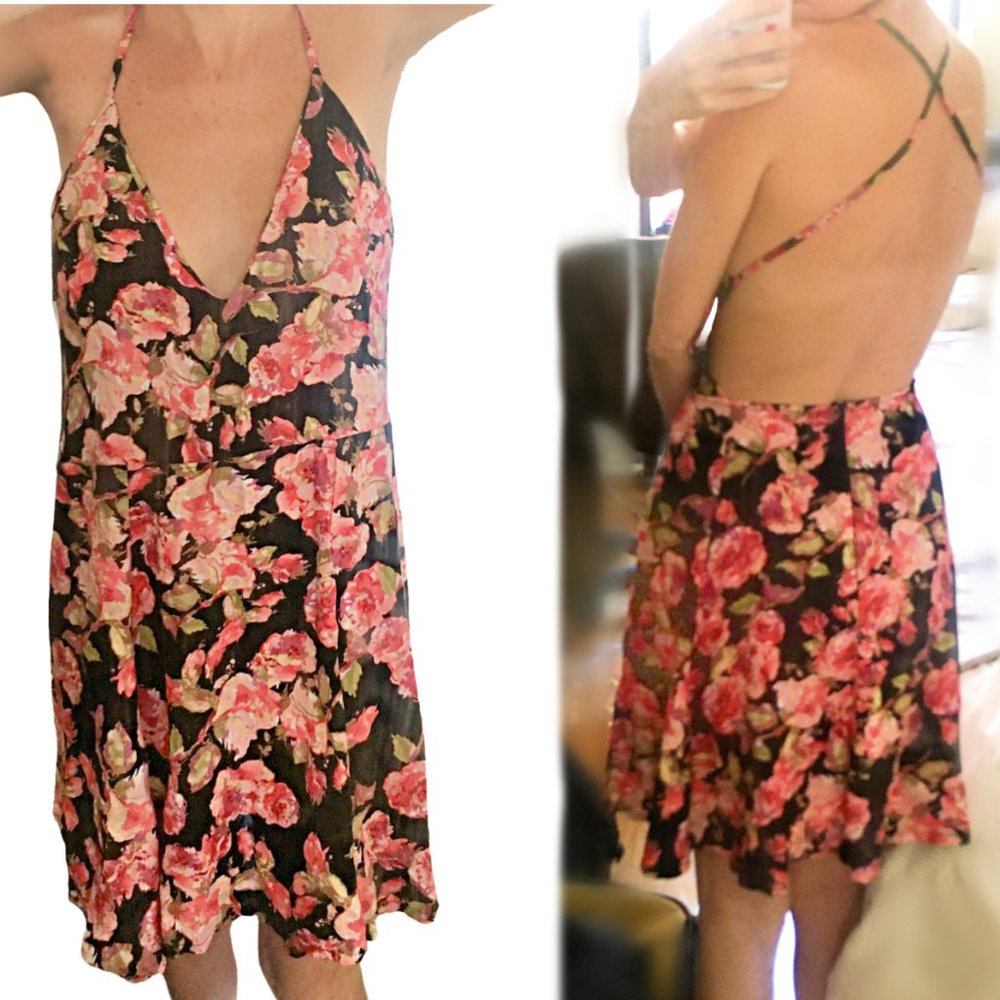 Reformation Rare Reformation for Nasty Gal Black Floral Mini Dress